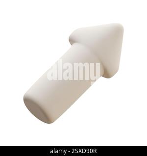 Realistic 3d white arrow with a matte finish on a plain white background vector illustration Stock Vector