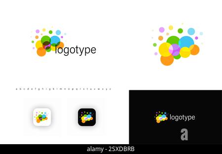 Abstract colorful bubble logo with overlapping circles. Represents creativity, innovation, energy, mind. Suitable for digital media, communication Stock Vector