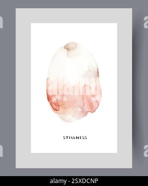 Abstract creative work with word stillness on minimalist poster with pastel tones figure Stock Vector