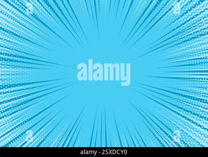 Retro comic starburst background design in shades of blue Stock Vector