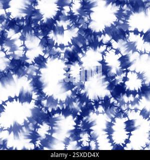 Indigo Shibori style hand painted abstract background design Stock Vector