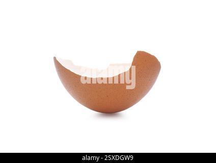 Piece of cracked eggshell isolated on white Stock Photo