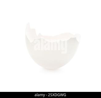 Piece of cracked eggshell isolated on white Stock Photo