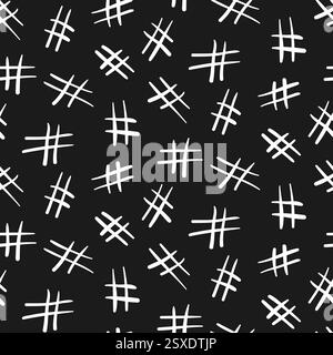 Monochrome pattern with white hashtag symbols Stock Vector