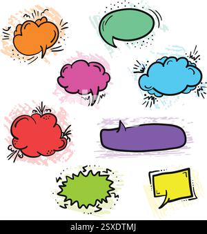 Bright colorful retro comic speech bubbles Stock Vector