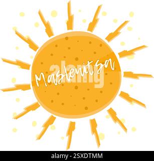Flat orange pancake, round Maslenitsa symbol Stock Vector