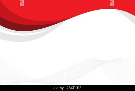 Vector Wavy Background Indonesia independence day greeting card design. Abstract Red and White Color Stock Vector