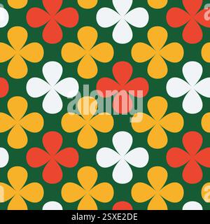 Xmas flower pattern in seamless vector style with festive geometric design. Ideal for Christmas wallpapers, backgrounds, and stylish decorative prints Stock Vector