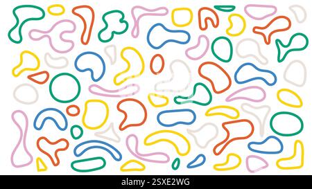 Colorful abstract blobs with liquid outlines, suitable for speech bubbles, creative backgrounds, and modern decor. High quality vector set of organic Stock Vector