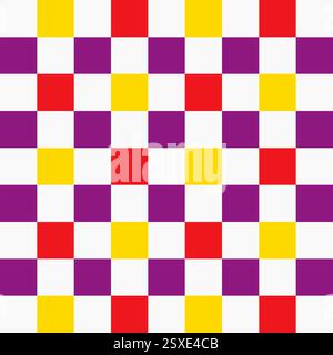 Geometric vector design for wallpapers. Vibrant colorful seamless checkered grid pattern. Square, block, tile, rectangle and quadrant shape in Memphis Stock Vector