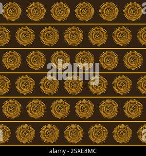 Ethnic seamless pattern with tribal sun symbol Stock Vector
