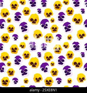 Seamless background with purple and yellow pansies Stock Vector
