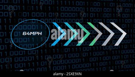 Image of internet speed, arrows and binary coding Stock Photo