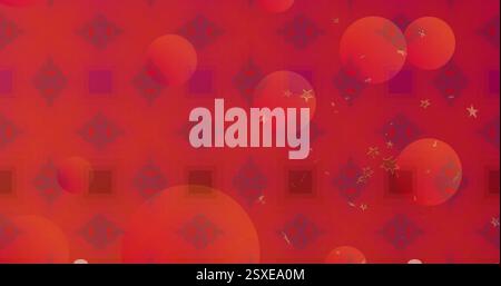 Image of spheres and spots of light over kaleidoscope pattern Stock Photo