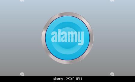 Push Modern Button light blue color and aluminum rim. Vector illustration Stock Vector