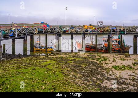 Fishing boats in Newhaven harbour, East Sussex Stock Photo