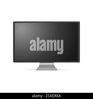 Modern Computer Monitor Vector Illustration with Black Screen Stock Vector