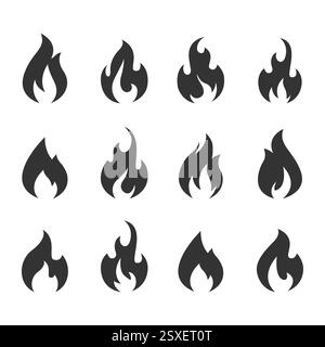 Set of fire flames vector icons stock illustration Stock Vector