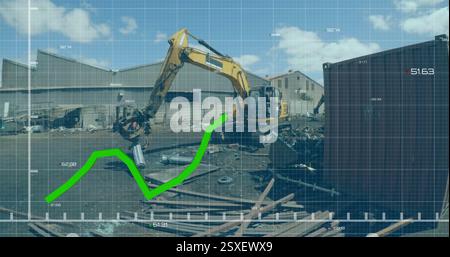 Image of financial data processing over landfill Stock Photo