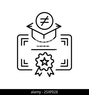Educational inequality black line icon. Vector isolated element  Equality, Human Rights, and Fair Society               . Editable stroke. Stock Vector
