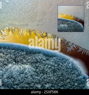 Window Frost with inset Stock Photo