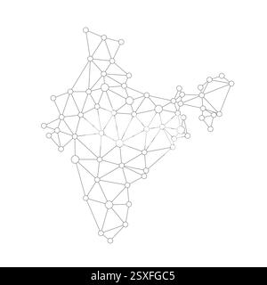 India map. Abstract geometric map - connection mesh lines Stock Vector ...