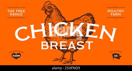 Chicken, hen with nest, eggs Stock Vector