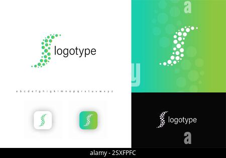 Abstract letter S with arc dot elements. Represents innovation, sustainability, and modern technology. Ideal for biotech, health, and digital Stock Vector