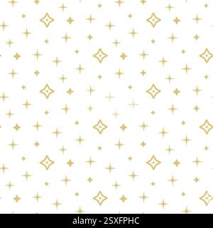Christmas beige stars on white background seamless pattern, Flat simple vector illustration. Stock Vector