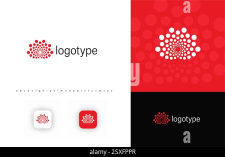 Dotted lotus logo, symbolizing connection, data flow, innovation, beaut, femine and tender. Ideal for spa, yoga, technology, analytics, fashion or Stock Vector