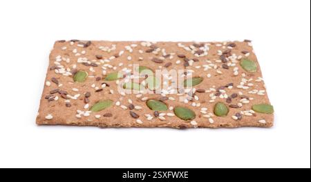 Dry organic crispbread isolated on white. Stock Photo
