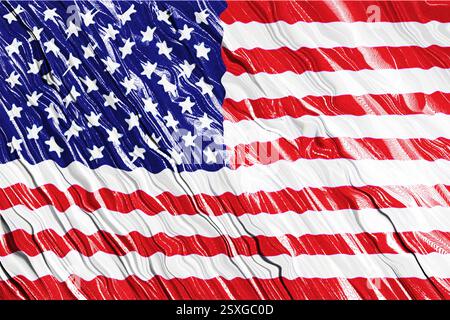 Lustrous silk fabric texture with US flag design. Stock Vector