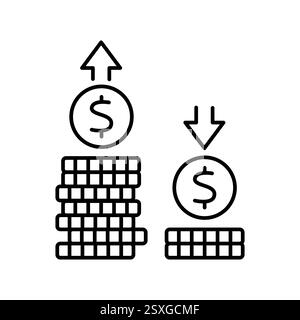 Income polarization black line icon. Vector isolated element  Equality, Human Rights, and Fair Society               . Editable stroke. Stock Vector