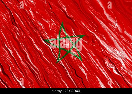 The texture of the silk fabric with the Moroccan flag. Stock Vector