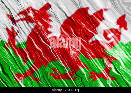 Silk fabric texture with Wales flag. Stock Vector