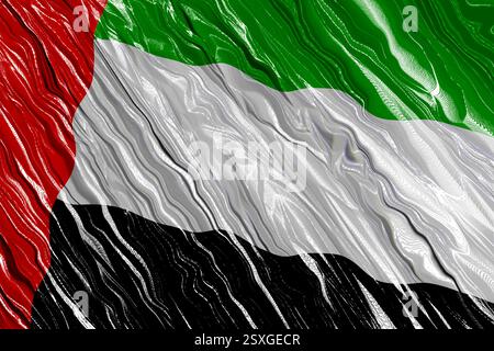 The texture of the silk fabric with the UAE flag. Stock Vector