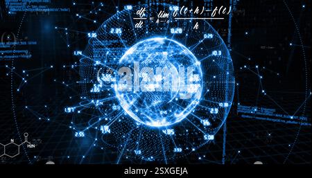 Image of scientific data processing over globe Stock Photo