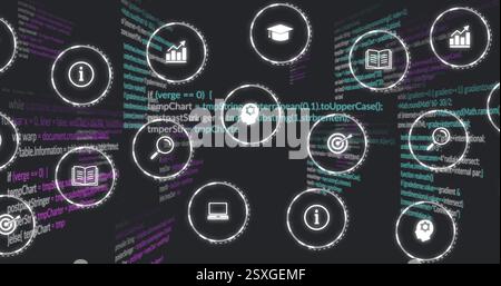 Image of business icons over data processing Stock Photo