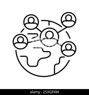 Social capital black line icon. Vector isolated element  Equality, Human Rights, and Fair Society               . Editable stroke. Stock Vector