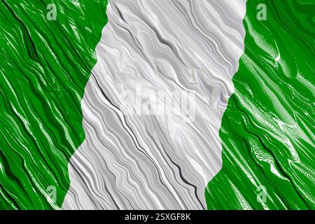The texture of the silk fabric with the Nigerian flag. Stock Vector