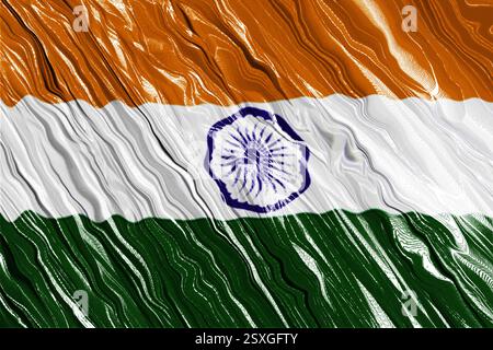 Textured silk fabric with the Indian flag. Stock Vector
