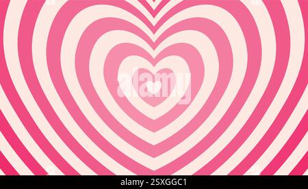 Pink and beige striped hearts poster. Gradient horizontal striped pattern. Love concept. Template for wallpaper, frame, posters, banners, greeting car Stock Vector