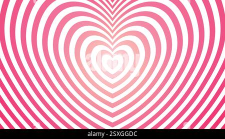 Cute pink gradient striped hearts poster. Horizontal Love concept card. Template for wallpaper, frame, posters, banners, greeting card, wedding invita Stock Vector