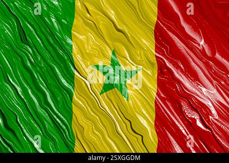 The texture of the silk fabric with the Senegalese flag. Stock Vector