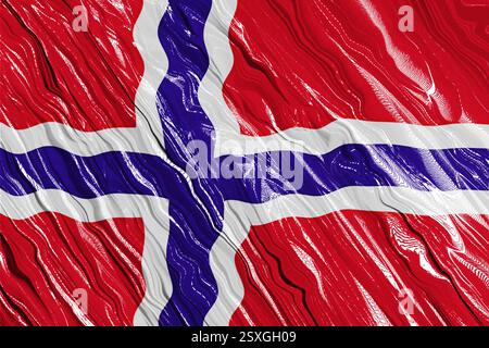 Textured silk fabric with the Norwegian flag. Stock Vector