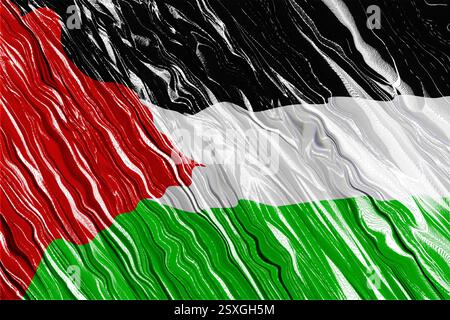 Lustrous silk fabric texture with Palestinian flag design. Stock Vector