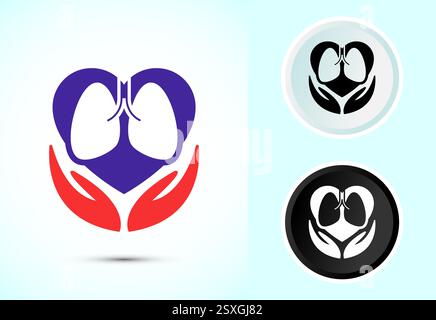 Lungs health care icon design illustration. Healthcare and medical icon sign, Color black and white Stock Vector