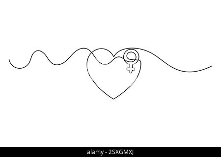 Female gender icon line continuous drawing vector. One line Female ...
