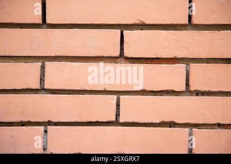 This is a close up image showcasing a brick wall featuring a few missing bricks Stock Photo