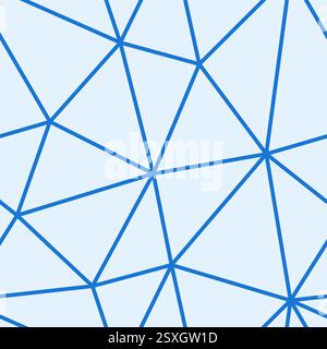 Abstract mosaic background. Blue color. Big triangles size. Light lines weight. Repeatable pattern. Seamless tileable vector illustration. Stock Vector
